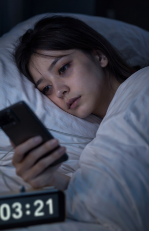 夜更かししている女性のイメージ