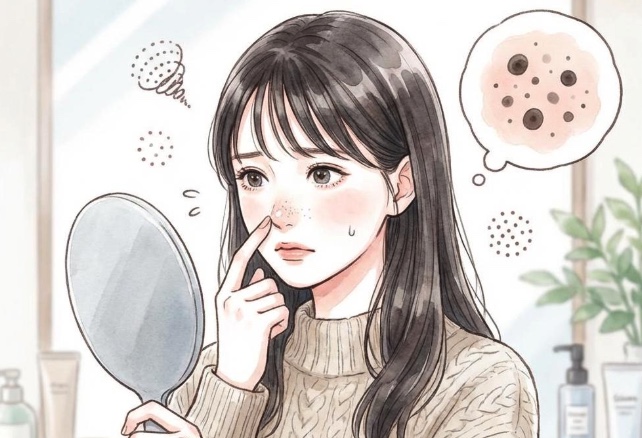 いちご鼻に悩む女性