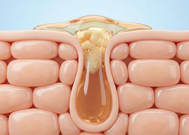 毛穴と皮脂の断面図