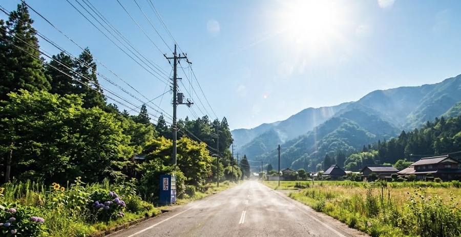 日差しの強い晴れた日の景色